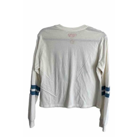 NETFLIX STRANGER THINGS Women Rib Long Sleeve Crop T-Shirt Top Cream Size Medium - Picture 2 of 8